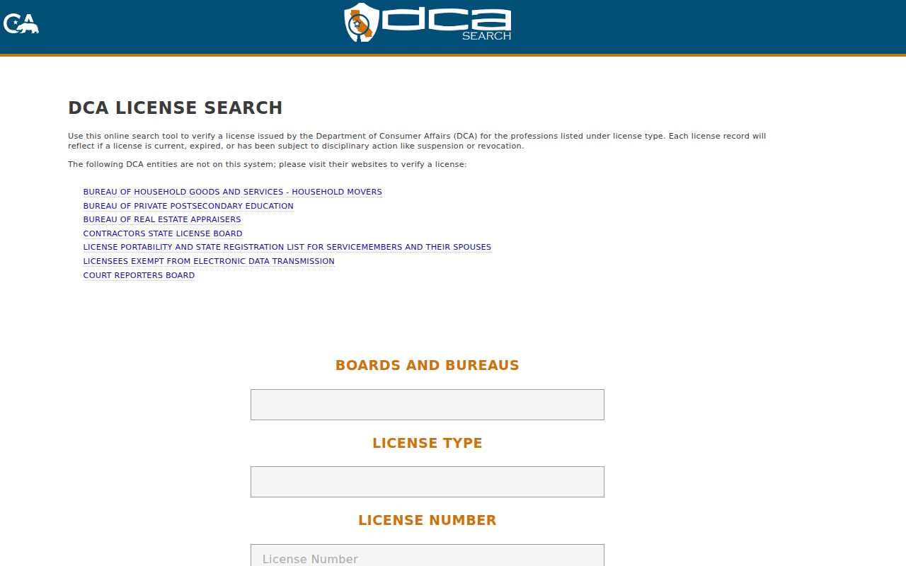 Sacramento residents directory California professional license search