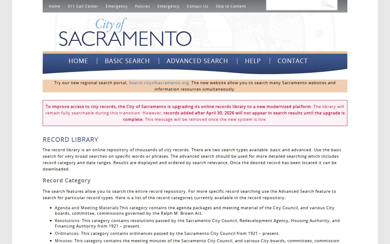 Sacramento residents directory City of Sacramento public records library search