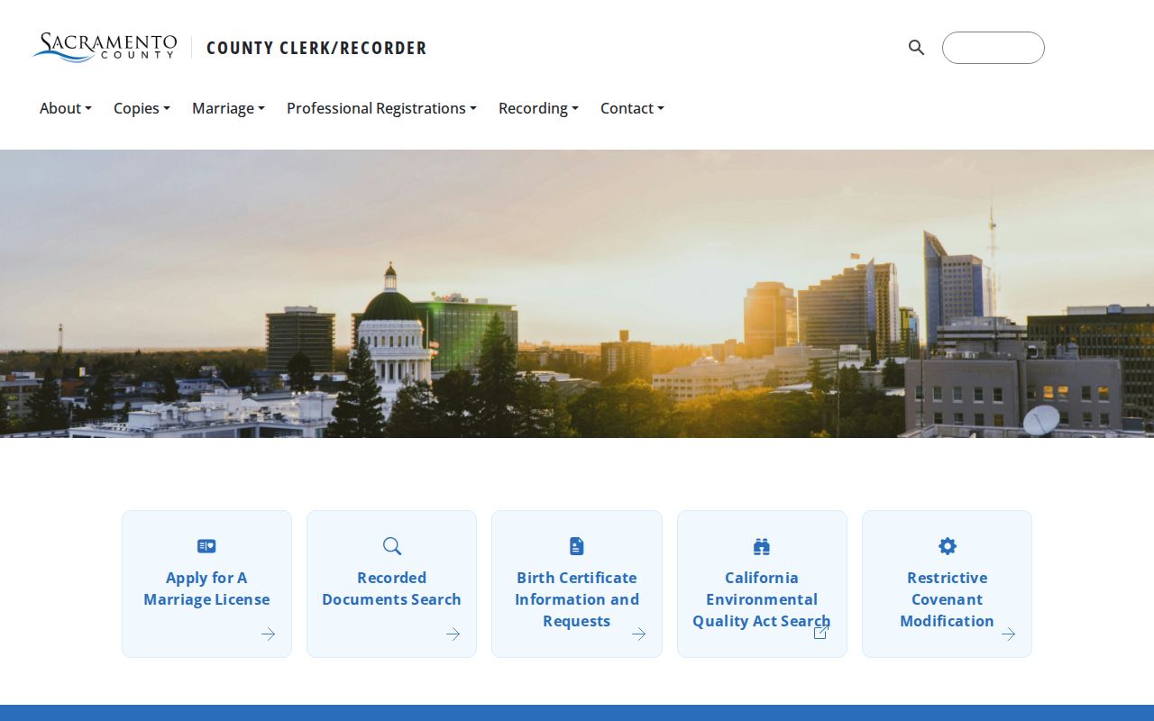 Sacramento residents directory County Clerk and Recorder records service hub