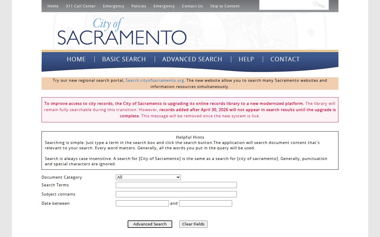 Sacramento neighbors City records advanced search