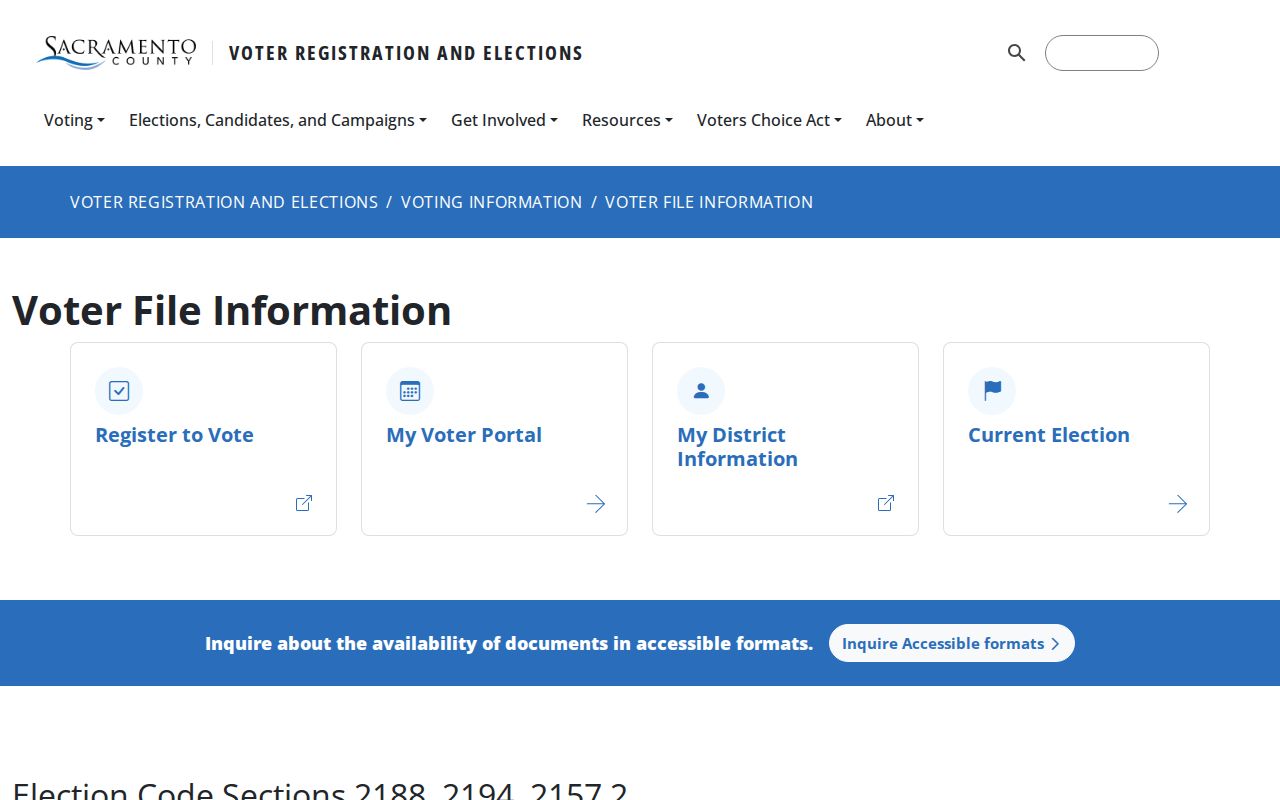 Sacramento resident lookup county voter file information